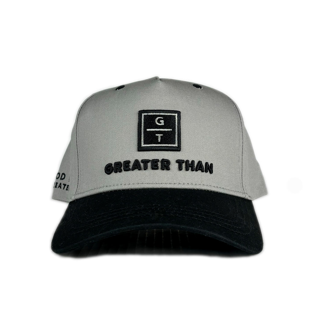 GREATER THAN Christian snapback hat in colour black/grey made by GREATER THAN.